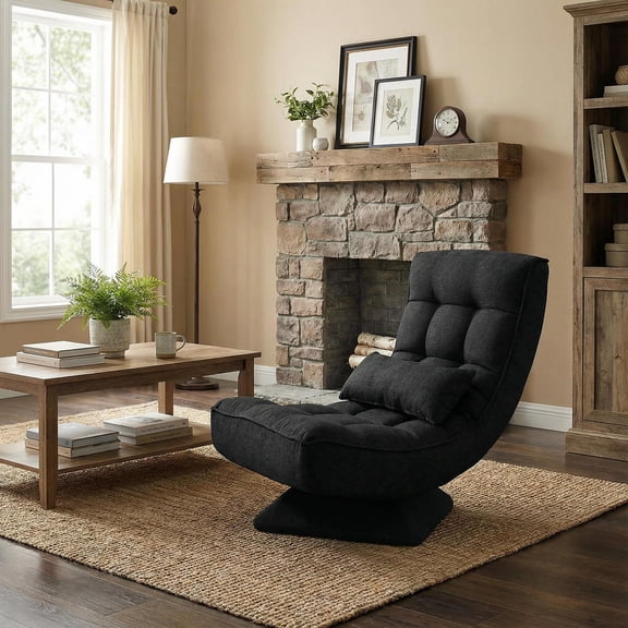 Yardi Yard 5-Level Adjustable 360° Swivel Floor Chair with Massage Pillow-Black, Swivel Gaming Chair 360 Degree Multipurpose Floor Chair Rocker for TV, Reading, Playing Video Games