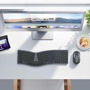 Meetion Ergonomic Split Keyboard & Mouse, S-Curve, 2.4G Bluetooth, Rechargeable for Win/Mac - Black