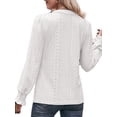 thumbnail image 5 of TEMOFON Womens Tops Fall Blouses Casual V Neck Puff Long Sleeve T Shirts Loose Fit Tunic Tops Dressy Shirts Fashion Solid Color Cute White Size M, 5 of 5