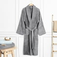 thumbnail image 3 of 100% Cotton Turkish Bathrobes, Soft Absorbent Lightweight Men Robes, Medium, Light Gray, 3 of 9