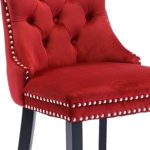 091 Burgundy Velvet, Wood Legs