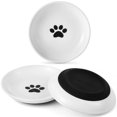thumbnail image 2 of Cuencos de cerámica para gatos, 3 paquetes, sin fatiga de bigotes, platos anchos y poco profundos para gatos con fondo de silicona antideslizante, platos de agua para comida para gatos, cuencos, 5,9 p, 2 of 8
