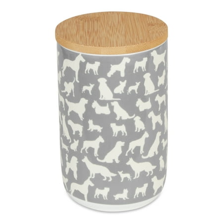 UPC: 0072456144027 | Dog Show Gray Ceramic Treat Canister