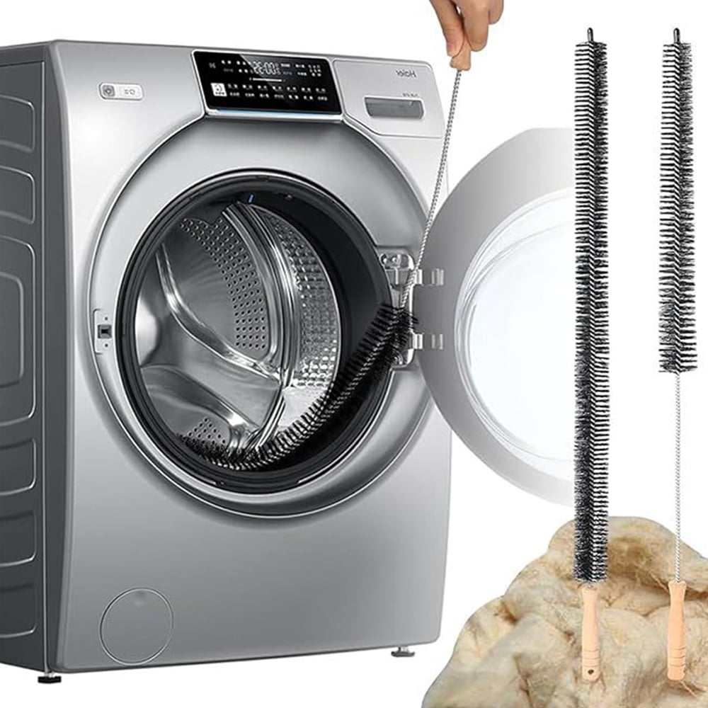 TOP-MAX 4 Pack WH01X35719 Lint Foam Filters and 2 Pack Dryer Vent Brushes, Replacement for GE Profile Washer-Dryer Combo PFQ97HSPVDS - Reusable & Washable - Complete Maintenance Kit