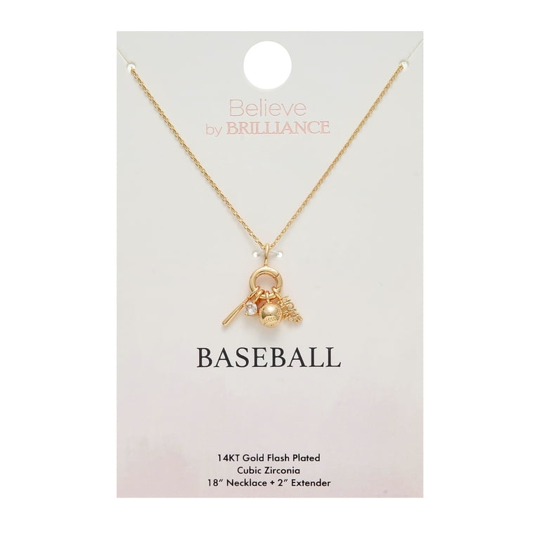 Believe by Brilliance Baseball Removable Charms Necklace in 14KT