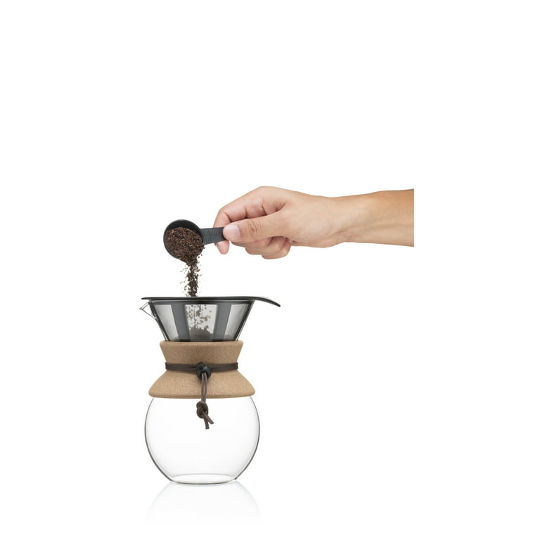 Bodum Pour Over Coffee Maker with Permanent Filter, 1 Liter, 34 Ounce,  Black Band