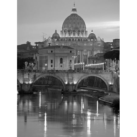 St. Peter's Basilica, Rome, Italy Landmark Black and White Photography Print Wall Art By Walter