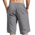 thumbnail image 4 of WTOBBY Men's Linen Beach Casual Capri Pants, Lightweight Straight Fit Solid Color for Outdoor Comfort Vacation ,Gray M, 4 of 5