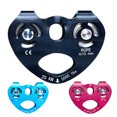thumbnail image 1 of Zip Line Trolley Double Pulleys Hanging Device Reliable Mountaineering Caving Tool Rope Fixator 25KN Tandem Wheels Climbing Pulley for Outdoor Use Blue, 1 of 8