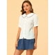 thumbnail image 2 of Blusa Abotonada Con Cuello Peter Pan Y Ribete De Color En Contraste Para Mujer Blanco S, 2 of 6