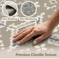 thumbnail image 3 of ODIKA 4'x6' Beige Blue Geometric Design Washable Area Rug Intricate Dune-Inspired Pattern with Borders Non-Slip, Chair-Friendly, Flatwoven for Home Office, Under Desk, 3 of 4