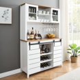 thumbnail image 4 of Homhougo Farmhouse Coffee Bar Cabinet with Sliding Barn Doors, 70" Kitchen Hutch Cabinet with Storage, Wine & Glasses Rack, Tall Sideboard Buffet Cabinet for Kitchen, Dining Room, White, 4 of 7