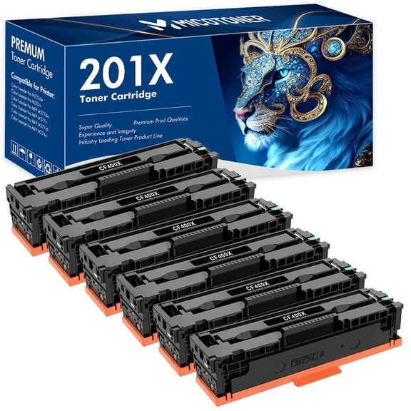 CF400X 201X 201A 6-Pack Compatible Toner Cartridge for HP CF400X 201X LaserJet Pro M252dw M252n Pro MFP M277dw M277n M277c6 M274n Printer (Black)