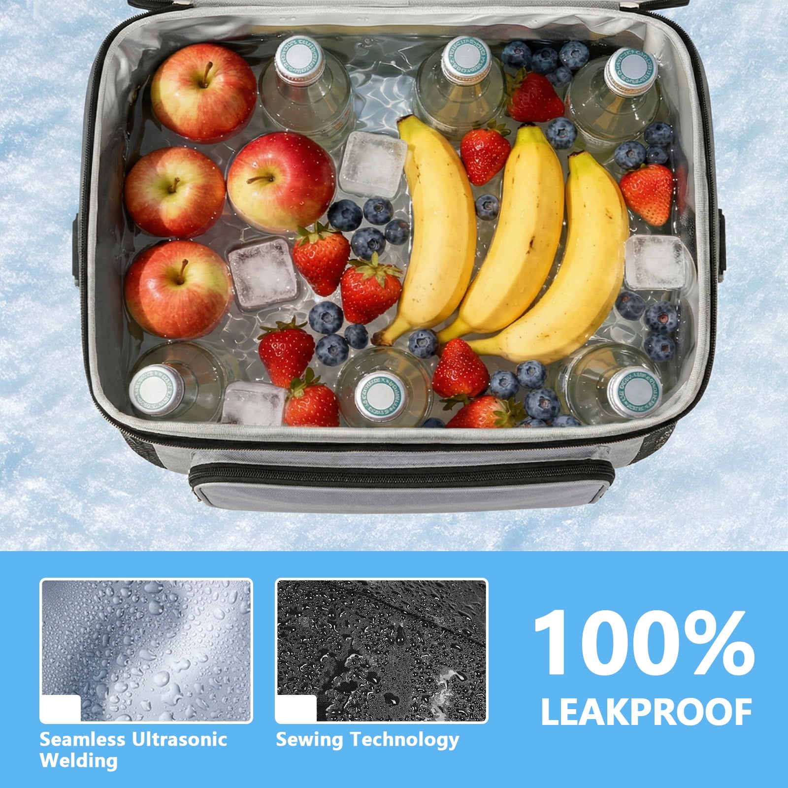 Merryhome Cooler with Wheels, 60-Can 40 Qt Rolling Cart Soft Cooler Bag, Foldable Leak-Proof Cold Retention Cooler for Camping, Beach, Grocery