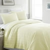 Merit Linens Damask Cotton/Linen/ Coverlets, Queen / Full, Yellow, 3-Pieces