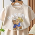 thumbnail image 6 of Little Boy Clothes Set Toddler Baby Boy Bear Bakery Print Short Sleeve T-Shirt & Solid Shorts 2-Piece Summer Outfit Toddler Boy Short Set, 6 of 6