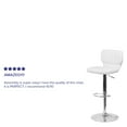 thumbnail image 6 of Merrick Lane Set of Two Swivel Bar Stools in White Vinyl with Vertical Stitched Back and Adjustable Chrome Base with Footrest, 6 of 15