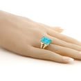 thumbnail image 3 of Gem Stone King 18K Yellow Gold Plated Silver Green Turquoise and Blue Created Sapphire Engagement Ring for Women (5.04 Cttw, Gemstone Birthstone, Emerald Cut 14X10MM, Size 5), 3 of 5