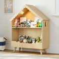 thumbnail image 5 of Curipeer 2-Tier Kids Bookshelf, Toy Storage Organizer with Motion-Activated Light, Natural Wood, 5 of 8