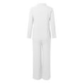 thumbnail image 5 of HJYCHN Women Summer Two Piece Outfit Set with Long Sleeve Blouse and Flowy Wide Leg Pants for Casual Comfort and Beach Wear White XXXL, 5 of 5