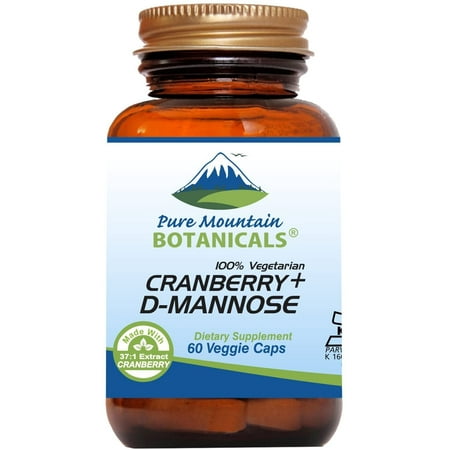 Cranberry D Mannose Capsules - 60 Kosher Vegan Caps - 1000mg D Mannose with Cranberry Concentrate plus Vitamin C