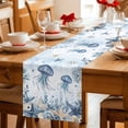 thumbnail image 5 of Blue Jellyfish Coastal Table Runner 70 Inches, Beach Starfish Nautical Coral Ombre Bed Runner Dresser Scarves Tabletop for Indoor Outdoor Parties/Ceremony/Banquet, 13" x 70", 5 of 9