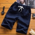 thumbnail image 2 of JINMGG Shorts for Women Clearance $5 Men Casual Fashion Drawstring Solid Color Cotton and Linen Five Points Pants Navy XXL, 2 of 4