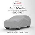 thumbnail image 2 of Weatherproof Outdoor Gray Color Truck Cover Compatible with SuperCab 8 Foot Bed & Shell F-Series 1990-1997 - Outdoor & Indoor - Rain, Snow, Hail, Sun - Theft Cable Lock, Bag & Wind Straps, 2 of 9