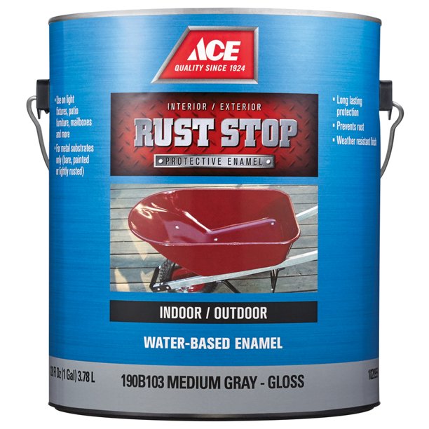 Ace Rust Stop Indoor / Outdoor Gloss Medium Gray WaterBased Enamel