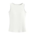 thumbnail image 3 of Womens Sleeveless Racerback High Neck Casual Basic Cotton Ribbed Fitted Tank Top with High Round Neck and Slim Fit White S, 3 of 6