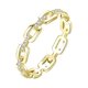 thumbnail image 1 of 1pc Unique & Chic 925 Sterling Silver Chain Shaped Cubic Zirconia Stacking Ring, Golden, For Women's Wedding & Party, 1 of 1