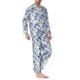 thumbnail image 2 of Honeii Blue Paisley Pattern Mens Pajamas Set,2pcs Men's Lounge Long Sleeve Sleep Shirt and Pajama Bottoms Sleepwear Set,Mens Pjs Sets-XX-Large, 2 of 7