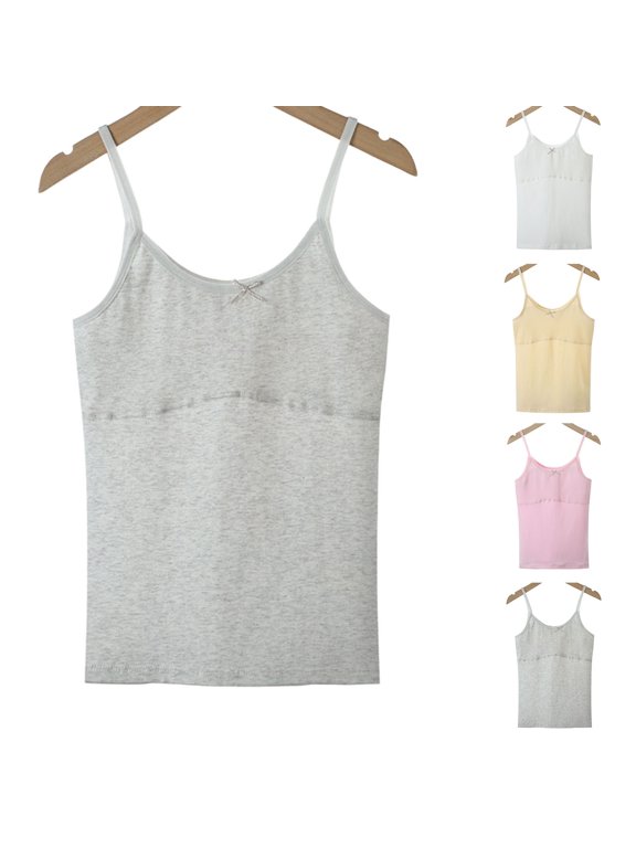 Undershirts for Girls Breathable Cotton Soft Tank Tops Summer Lightweight Cute Shirt Grey 7-9 Years
