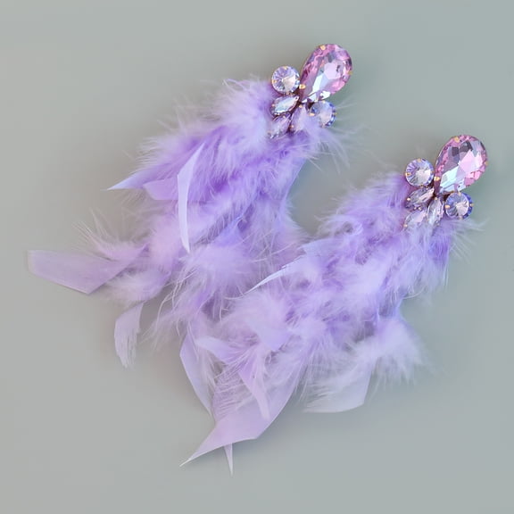 Namzi Boho Feather Tassel Earrings Long Drop Dangle Feather Earrings, Party Earrings,Style A,Purple
