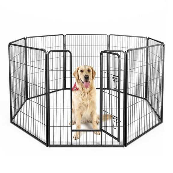 Demi Bonn 8-Panels Dog Playpen Outdoor 31"x40" Dog Pen Large Indoor Metal Puppy Pet Playpen for Small Dogs Run Fence / Iron Pet Dog Playpen, Black
