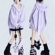 thumbnail image 2 of Suéter con capucha de conejo púrpura para mujer, suéter con orejas desmontables, de gran tamaño Sudadera con capucha, cárdigan suelto con cremallera, abrigo, ropa de moda, 2 of 3