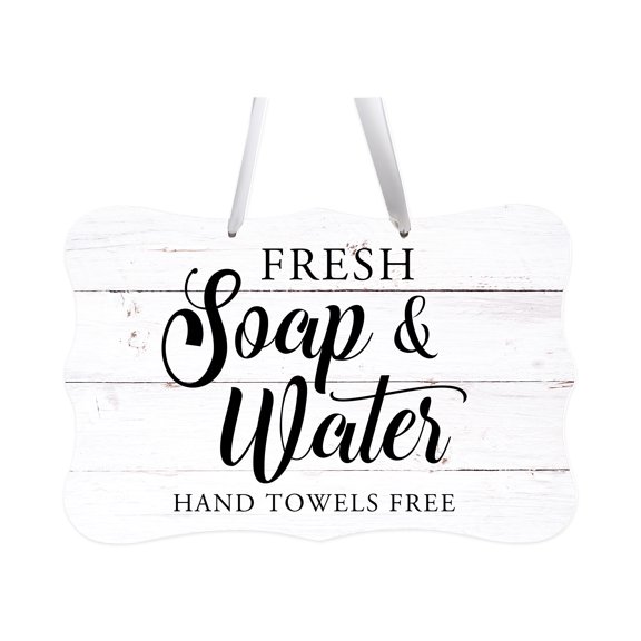 LifeSong Milestones 8x12 Ribbon Sign Fresh Soap & Water Free 2 (Shiplap)