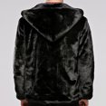 thumbnail image 4 of IROINNID Men's Long Sleeve Faux-fur Mid-Length Hooded Jacket Solid Color Casual Stand-up Collar Faux Cardigan Winter Jacket Coats, 4 of 4