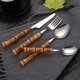 thumbnail image 1 of Juego de 4 piezas Vajilla creativa con mango de bambú Con cuchillos para carne Cubiertos Cubiertos de acero inoxidable de alta calidad Cubiertos Tenedor Cucharas Cuchillos XianweiShao 1327534035636, 1 of 1