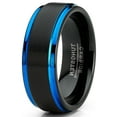 thumbnail image 2 of Metal Masters Mens Tungsten Carbide Wedding Band Ring Black Blue Edges 8mm Comfort-Fit, 2 of 6