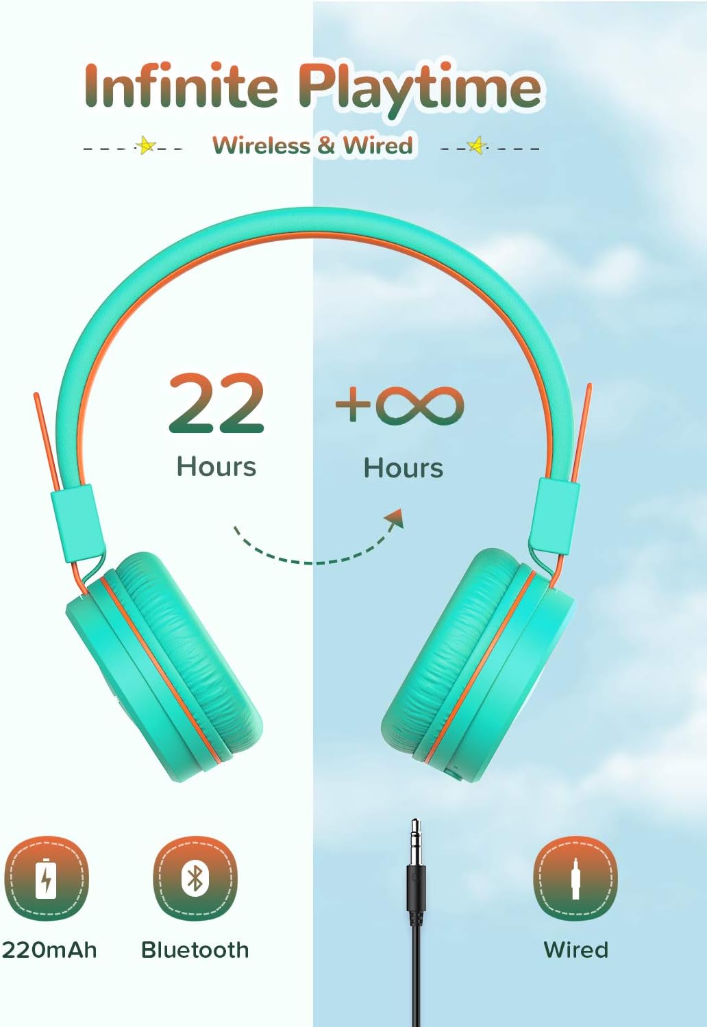 Wireless Bluetooth Cat Ear Headset with Microphone 7-color LED Light Flashing on-ear Stereo Headset