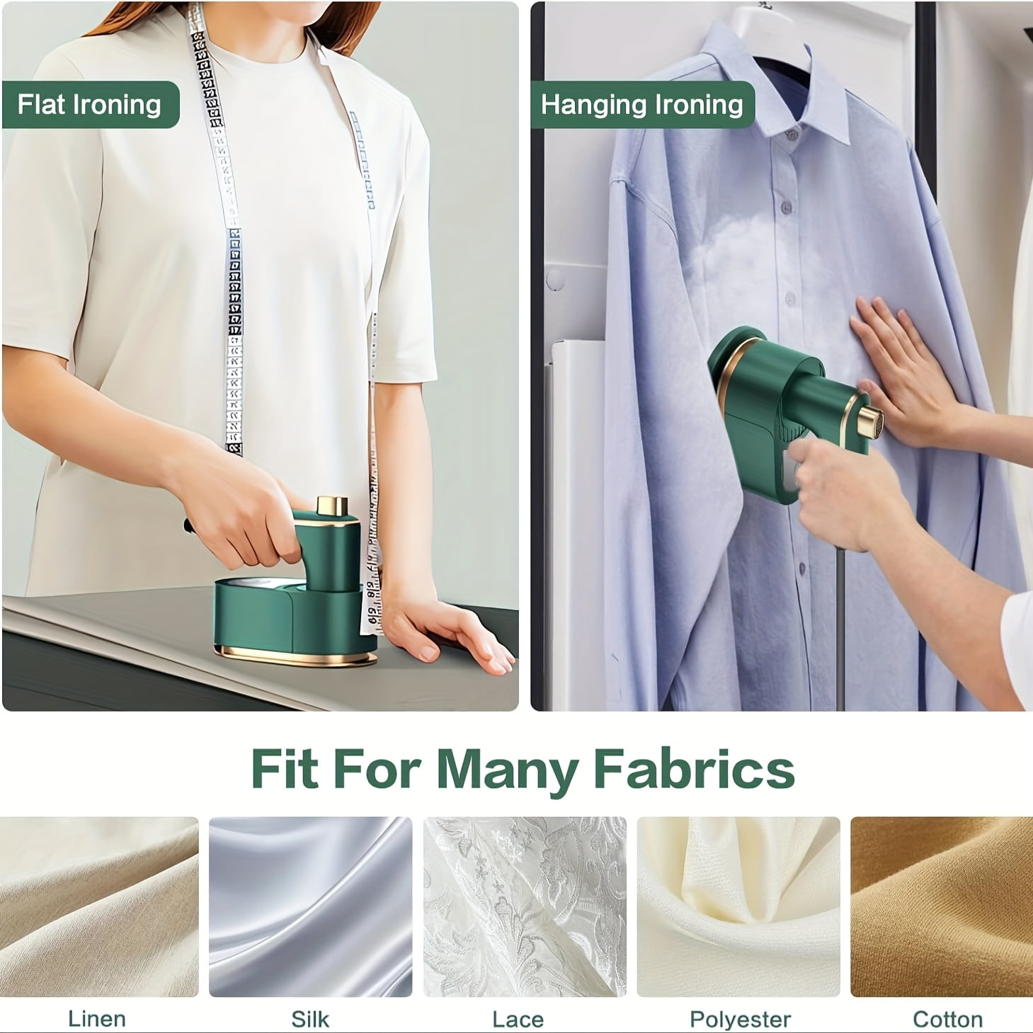 Portable Handheld Garment Mini Electric Iron, Travel Steamer Iron for Clothes Mini, 10S Fast Heating Powerful Wrinkle Remover, 180° Rotating Handle for Home, Travel, Apartment, Hotels