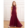 thumbnail image 4 of Sxiwei Robe Maxi à Sequins pour Filles Juniors Robe de Demoiselle d'Honneur pour Mariage Froncée Longueur au Sol Robe de Soirée Formelle Bourgogne 16, 4 of 7