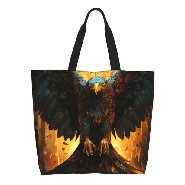 Easygdp Cool Black Eagle Bolsas Tote para Mujer, Bolsos de Hombro para Viaje, Bolsos de Mano de Gran Capacidad para Compras y Trabajo