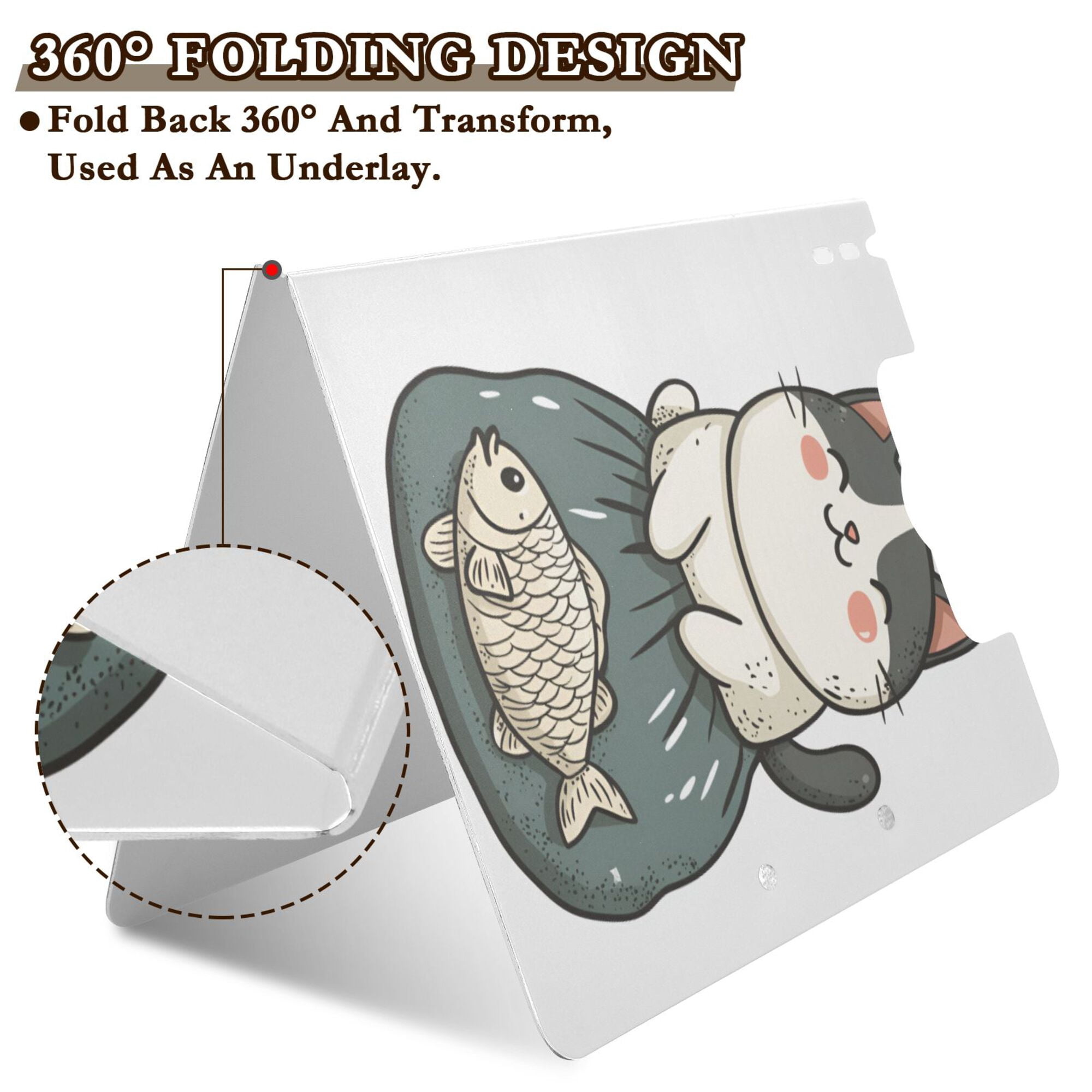 FORMRS A4 Clipboard Folder with Pen Holder Horizontal Foldable School Office Binder, Beige Cute Cat