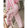 thumbnail image 5 of Women Y2k Gingham Striped Pants Elastic Waist Lace-Up Wide Leg Lounge Pants Plaid/Stripes Pajama Pj Pants Loose Trousers, 5 of 7