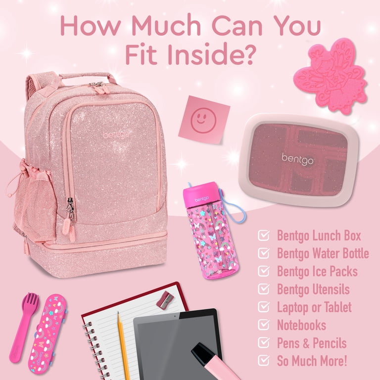 Bentgo Kids 2-in-1 Backpack & Lunch Bag, Petal Pink Glitter photo 4