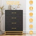 thumbnail image 5 of 4 Drawer Dresser for Bedroom,Modern Wood Storage Cabinet Chest for Living Room with Wide Top,Black, 5 of 7