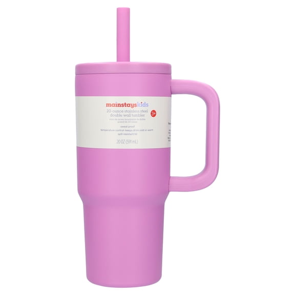 Mainstays Kids 20 oz Pink Stainless Steel Double-Wall Insulated Tumbler