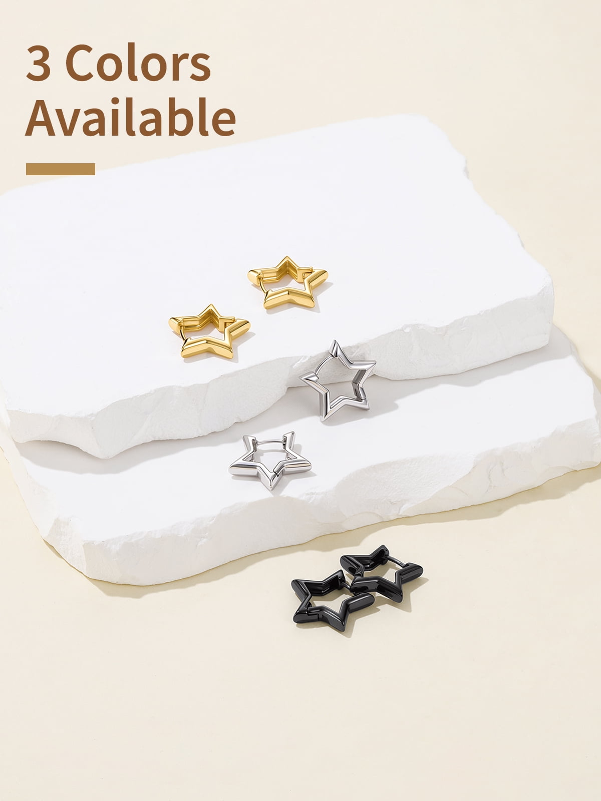 FindChic Star Earrings for Women, Black Huggie Hoops Tiny Hoop Earrings Birthday Graduation Mothers Day Jewelry Gifts Her Mom Adults Ideas, 20mm